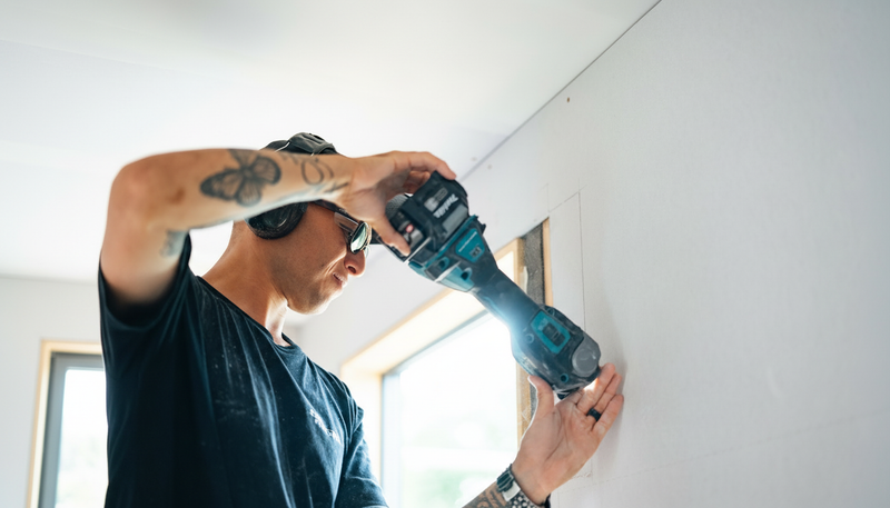 Team member installing fixtures during renovation