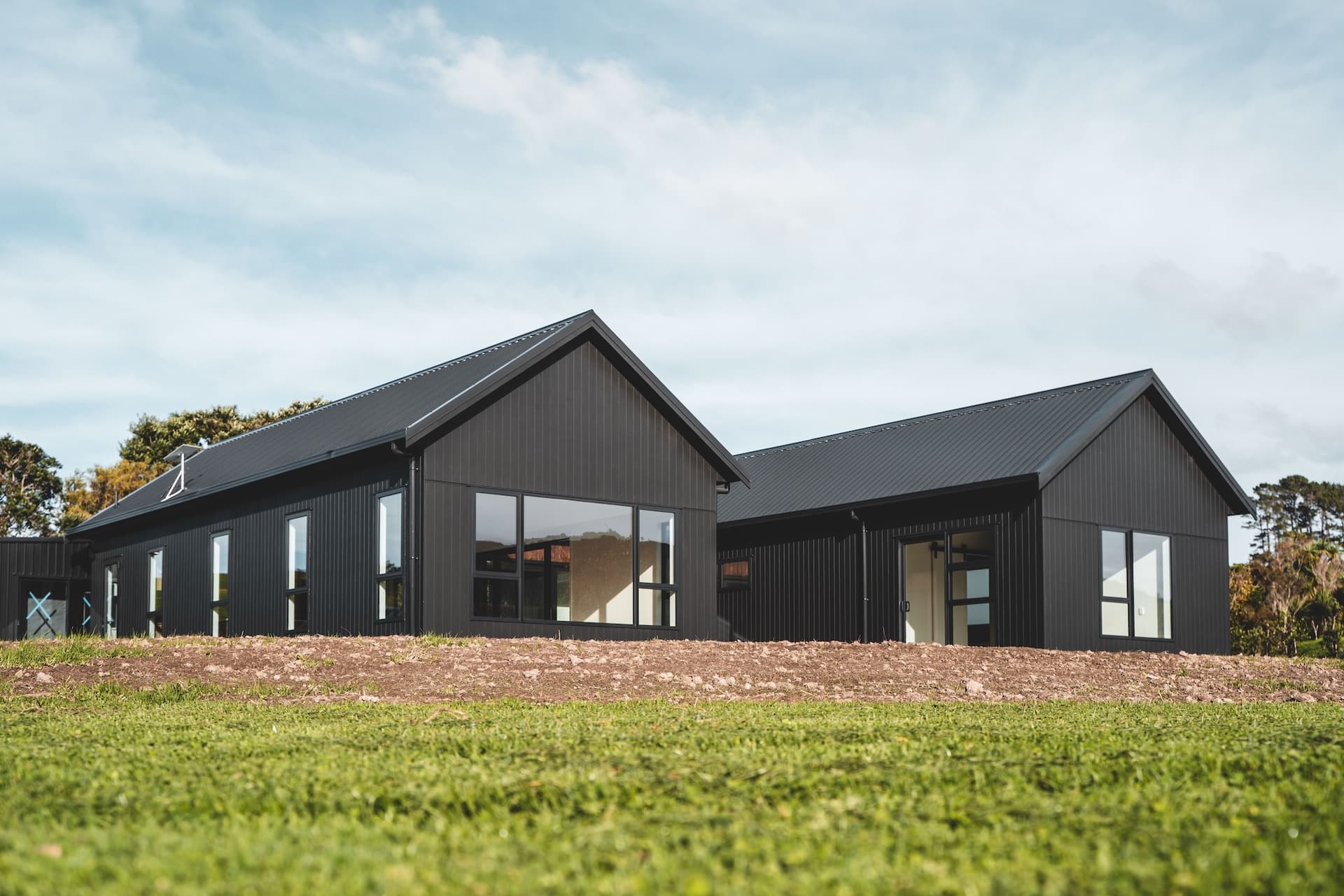 King Road Project - completed twin-gable rural Mangawhai home